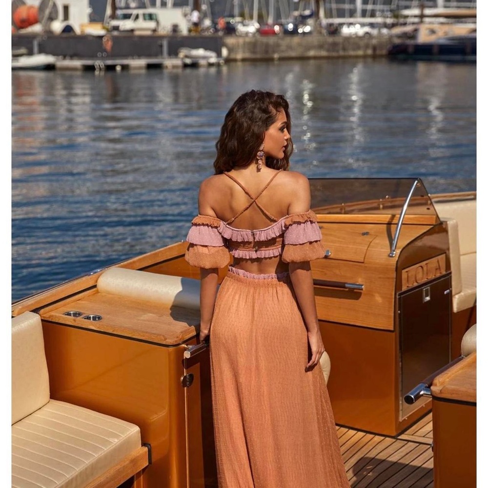 Alamour The Label Pink and Orange Maxi Skirt